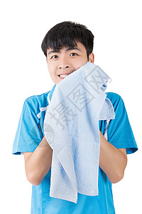 亚洲运动运动员喜悦毛巾闲暇身体运动装姿势火车活力快乐数字图片