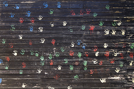 儿童手印乐趣艺术画像黑色工艺学校俏皮指纹红色色彩图片