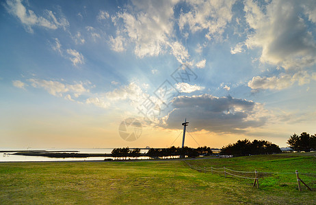 日落日落 日本东京Kasairinkai公园支撑海滩风景海景岩石日出橙子蓝色海浪假期图片
