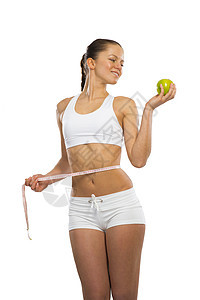 腰部的年轻运动女性橘皮腰围女孩身体女士皮肤营养数字腹部健身房图片