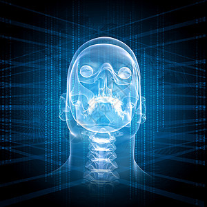 男子头部X光图像诊断蓝色核磁共振x光考试眼睛网络数字生物学疾病图片