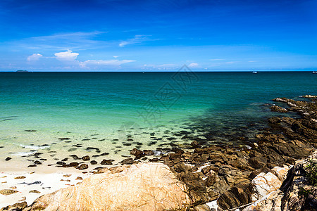 国家公园 泰尔湾Rayong岩石悬崖海洋编队地平线海景阳光荒野风景边缘图片