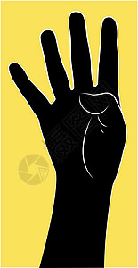 四指向上 手向矢量艺术黄色卡通片数数男人数学身体插图草图涂鸦图片