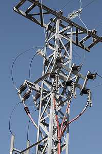 具有高压电线的电塔线条电气环境线路活力天空桅杆危险技术电压图片