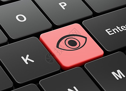在计算机键盘背景上的保护概念眼睛眼球密码数据按钮裂缝政策安全黑色钥匙代码图片