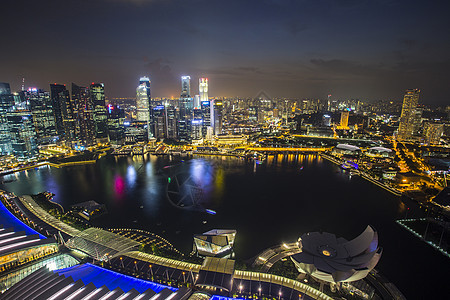 新加坡天线 顶视双光地标旅游场景商业风景城市景观摩天大楼建筑反射图片