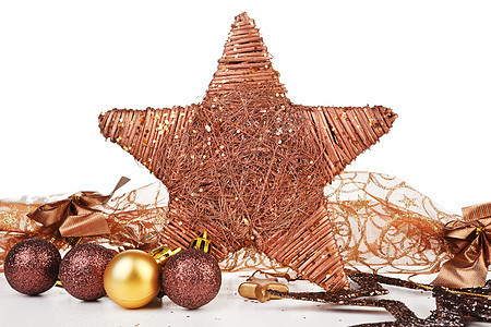 圣诞明星装饰星星庆典季节风格丝带季节性假期背景图片