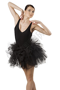 黑色的芭蕾舞姿势演员戏服身体足尖裙子灵活性冒充艺术家黑发图片