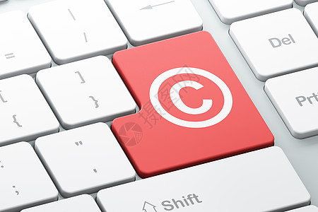 法律概念 在计算机键盘背景上版权专利电脑财产贸易执照商标作者知识钥匙国际图片