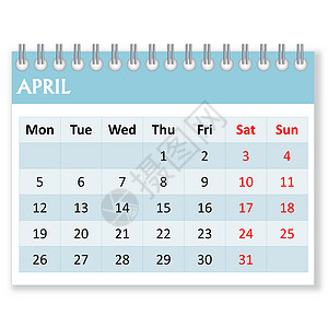 april 日历工作表数字插图办公室日记日程议程商业黑色红色规划师图片