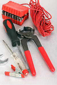 手用工具工具扳手硬件装修房子安全红色维修金属螺丝刀工业图片