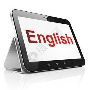 教育概念 英语在平板电脑上图片