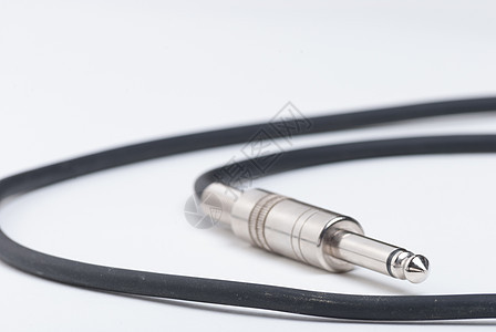 白色上隔离的6毫米连接器耳机插座界面视频立体声金属灰色电缆绳索电子图片