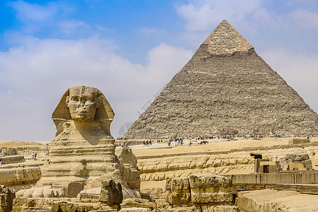 斯芬克斯和埃及伟大的金字塔文化历史上帝考古学纪念碑旅游雕塑建筑学文明旅行图片