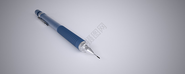 自动铅笔蓝色橡皮石墨工作室白色金属塑料阴影灰色坡度背景图片