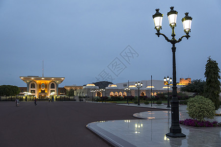 苏丹卡布斯宫港口海岸建筑学海湾首都市场国王地标露天皇家图片
