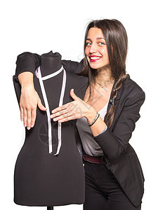 年轻裁缝装扮假人套装人体衣服女性缝纫厘米工作美丽裙子商业图片