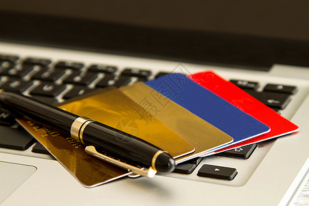 信用卡在键盘上信用互联网钥匙电脑商业卡片购物数据交易电子商务图片