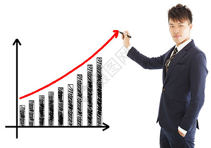 商务人士绘制营销增长图;交易商绘制销售增长图图片