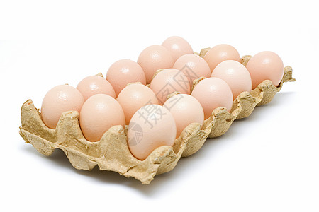 鸡蛋包装白背景上分离的十个鸡蛋胚胎生产农场纸板椭圆形饮食盒子蛋壳家禽团体背景