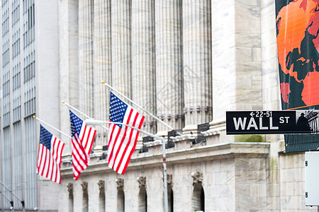 隔离墙街股票街道交易库存金融爱国商业贸易国家旗帜背景图片