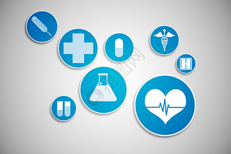 蓝色和白色的医疗图标技术科技药品界面烧杯标签手杖电脑系统菜单图片