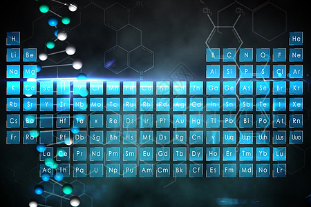 蓝色定期平板 配有DNA线条化学螺旋生物学染色体药品化工遗传学基因生物计算机图片