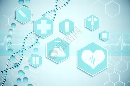 蓝色和白色的医疗图标标签计算机科技电脑烧杯注射器系统试管绘图计算背景图片
