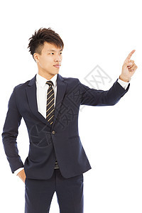 白色背景上的商务人士手和手指触摸屏屏幕电脑商务商业工作技术男人监视器套装展示男性图片