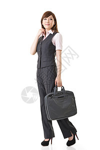 亚洲的笑笑女商务人士就业女性公文包人士女士工作商务职业商业员工图片