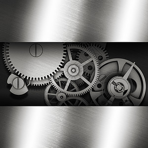 金属框中的齿轮水平技术空白网站插图旋转机器机械工业商业图片