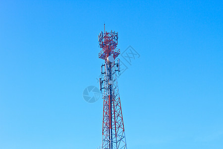 电讯天线云和蓝天空蓝色金属商业信号卫星电话全球天空海浪技术图片