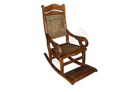 木制摇椅孤立荆棘配件闲暇家具座位手工业柳条优雅木头摇杆图片