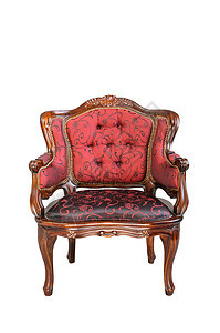 孤立的红丝袍椅风格沙发白色家具装潢皇家木头扶手椅丝绸座位图片