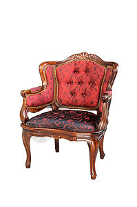 孤立的红丝袍椅装饰木头扶手椅座位剧院皇家装潢家具奢华丝绸图片