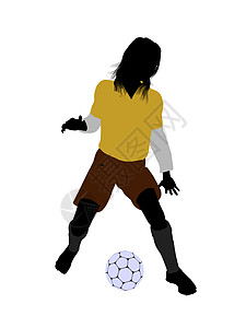 女性足球选手运动足球服插图守门员女孩运动员玩家门柱剪影背景图片