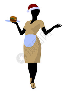 非裔美国女服务员管家男仆剪影午餐托盘卡通片女性插图香椿女士图片