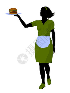 服务员 I 说明服务器仆人艺术卡通片女性香椿传菜员盘子女士插图图片