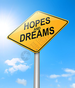 希望和梦想的概念成功幸福路标插图天空信仰欲望成就图片