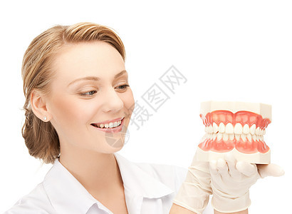 有大下巴的医生女性牙科搪瓷女士卫生牙医教学口腔科治疗假牙图片