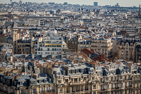 在巴黎的屋顶上查看景观全景历史天线地形阳光市中心中心观光旅游图片