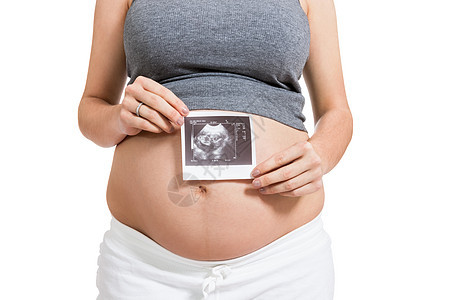 显示产前超声波检查的孕妇腹部产妇母亲考试声呐医疗怀孕生育力胚胎胎儿图片