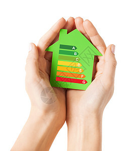 持有绿纸屋的手家庭经济建筑住房消费生态活力图表环境财产图片
