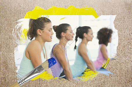 体育馆瑜伽课综合图像蓝色护理绘图笔触地板姿势风化运动垫工作室班级图片