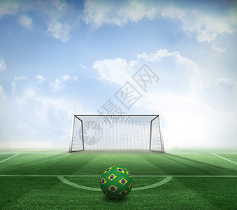 以巴西文颜色的足球闲暇国际锦标赛计算机数字运动绘图蓝色世界门柱背景图片