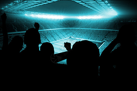足球支持者的轮休会体育场计算机观众扇子聚光灯杯子蓝色活力闲暇欣快感图片