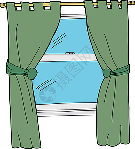 绿色窗口窗帘背景图片
