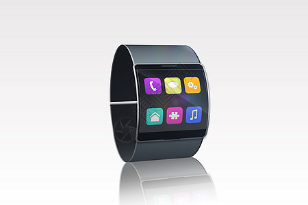 带有应用程序菜单的未来黑色手表图片