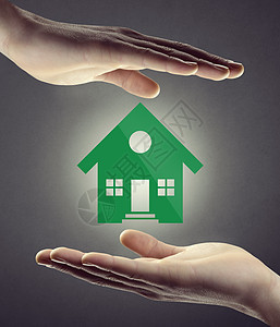 家庭保险和人身安全结构保险概念性生态房屋家庭开发财务灰色住房背景图片