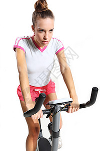 女人在旋转男人心率黑发血压力量脉冲火车肌肉成人运动员图片